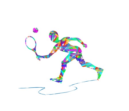 silhouette of tennis playerのイラスト素材