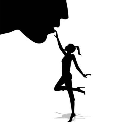 vector illustration of woman who touches bad lipのイラスト素材