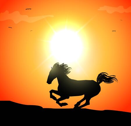 Vector illustration of galloping horseのイラスト素材