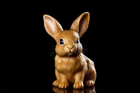 Easter bunny from chocolate isolated on black backgroundの素材