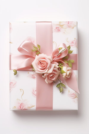 top view. gift for valentines day, mother day, birthday on white backgroundの素材
