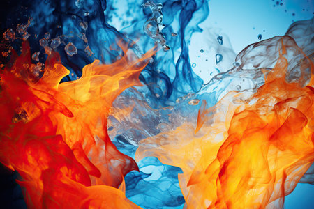 Fire and water connection background, representation of elementsの素材