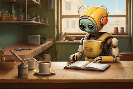 illustration Robot helping with houseworkの素材