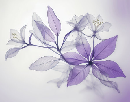 Aesthetic botanical x-ray of Jasmine. white and purple.の素材