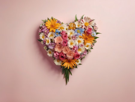 figure in the shape of a bouquet of flowers arranged into a heart.の素材