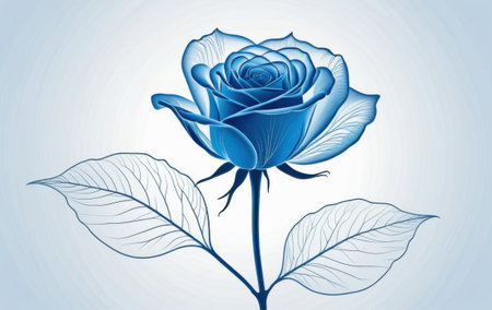 abstract blue rose concept with elegant lines and ample space for textの素材