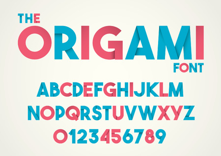 Vector of stylized paper origami font and alphabetのイラスト素材