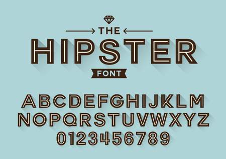 Vector of modern hipster font and alphabetのイラスト素材