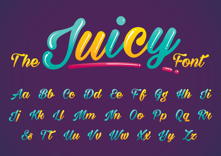 Vector of stylized juicy font and alphabetのイラスト素材