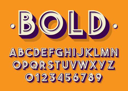 Vector of retro stylized font and alphabetのイラスト素材
