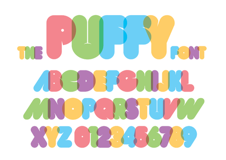 Vector of modern puffy font and alphabetのイラスト素材