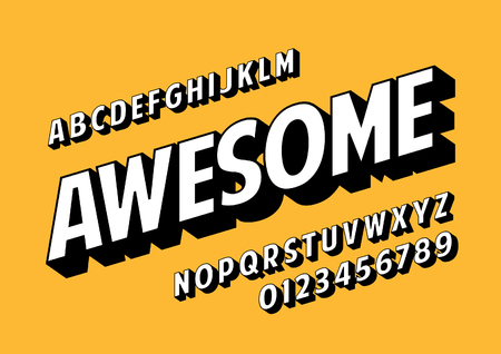 Vector of retro slanted font and alphabetのイラスト素材