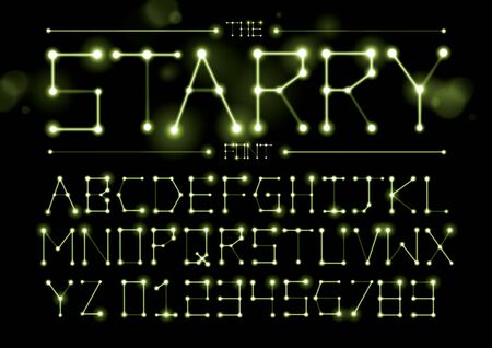 Vector of stylized starry font and alphabetのイラスト素材