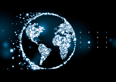 Vector of modern stylized cybernetic globe silhouette and elementのイラスト素材