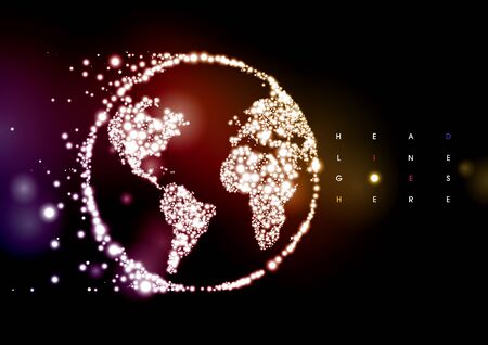 Vector of modern stylized cybernetic globe silhouette and elementのイラスト素材