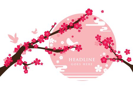 Vector of modern cherry blossom and festive backgroundのイラスト素材