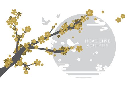 Vector of modern cherry blossom and festive backgroundのイラスト素材