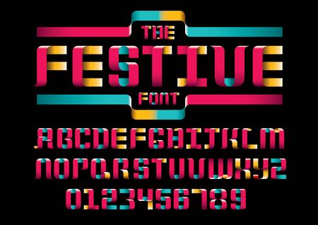 Vector of modern stylized ribbon font and alphabetのイラスト素材