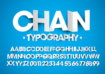 Vector of modern stylized paper font and alphabetのイラスト素材