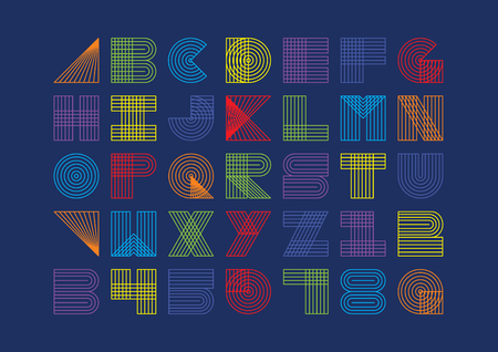 Vector of abstract colorful font and alphabetのイラスト素材