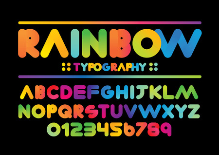Vector of modern stylized colorful font and alphabetのイラスト素材