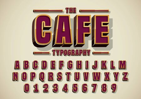 Vector of retro stylized font and alphabetのイラスト素材