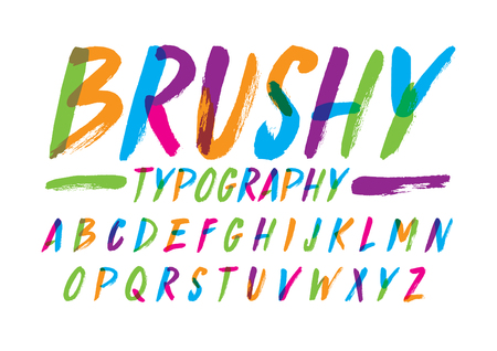 Vector of stylized brushy font and alphabetのイラスト素材