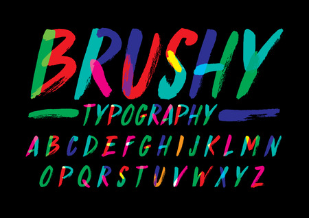 Vector of stylized brushy font and alphabetのイラスト素材