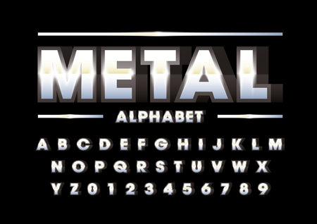 A Vector of modern metallic font and alphabet.のイラスト素材