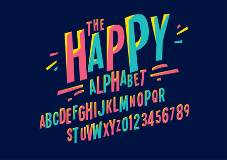 Modern colorful font and alphabetのイラスト素材