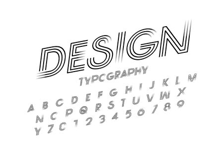 Vector of modernabstract font and alphabetのイラスト素材