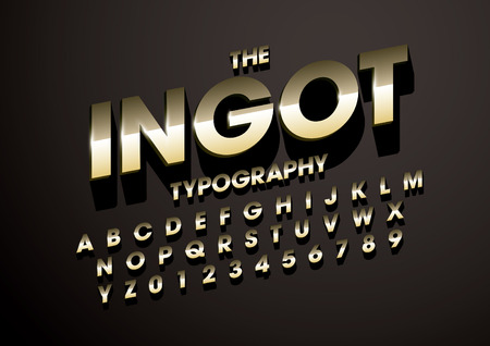 Vector of modern metallic font and alphabetのイラスト素材