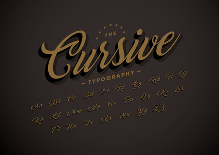 Vector of stylized cursive font and alphabetのイラスト素材