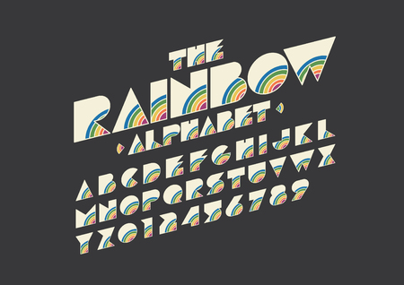 Vector of retro colorful font and alphabetのイラスト素材