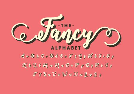 Vector of stylized calligraphic font and alphabetのイラスト素材