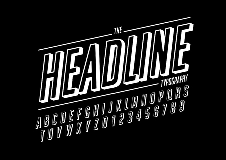 Vector of retro bold font and alphabetのイラスト素材