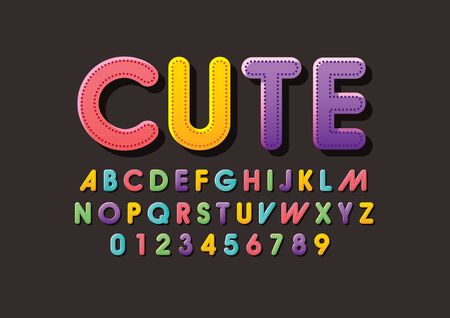 Vector of childish colorful font and alphabetのイラスト素材