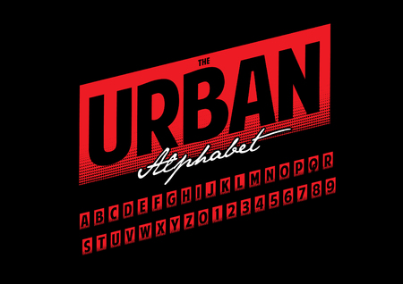 Vector of modern bold font and alphabetのイラスト素材