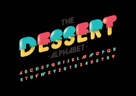 Vector of stylized melted font and alphabetのイラスト素材