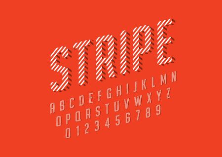 Vector of stripy bold font and alphabetのイラスト素材