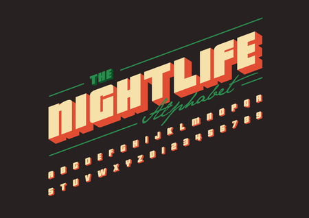 Vector of modern bold font and alphabetのイラスト素材