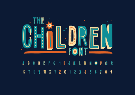 Modern playful font and alphabet.のイラスト素材