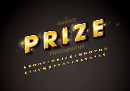 Vector of modern metallic font and alphabetのイラスト素材