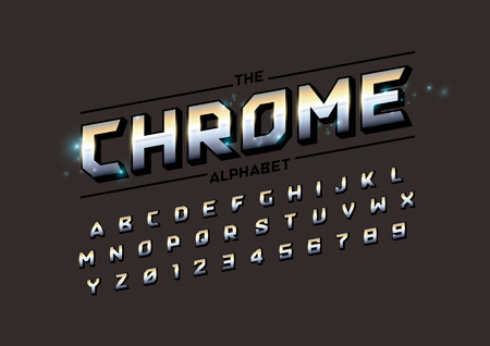 Vector of modern metallic font and alphabetのイラスト素材