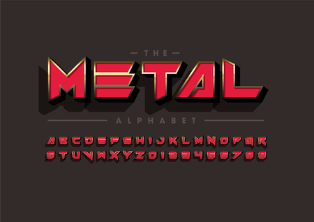 Vector of modern metallic font and alphabeton colored background.のイラスト素材
