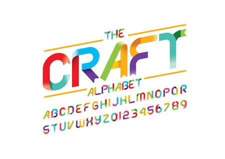 Vector of stylized ribbon font and alphabetのイラスト素材