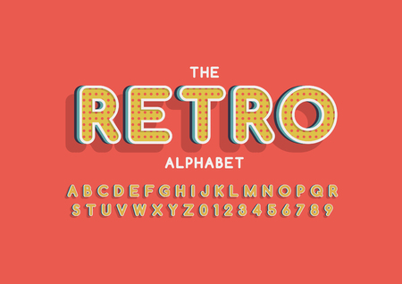 Vector of retro bold font and alphabetのイラスト素材