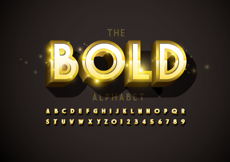 Vector of modern metallic font and alphabetのイラスト素材