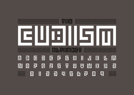 Vector of abstract geometric font and alphabetのイラスト素材