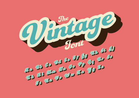 Vector of stylized vintage font and alphabetのイラスト素材